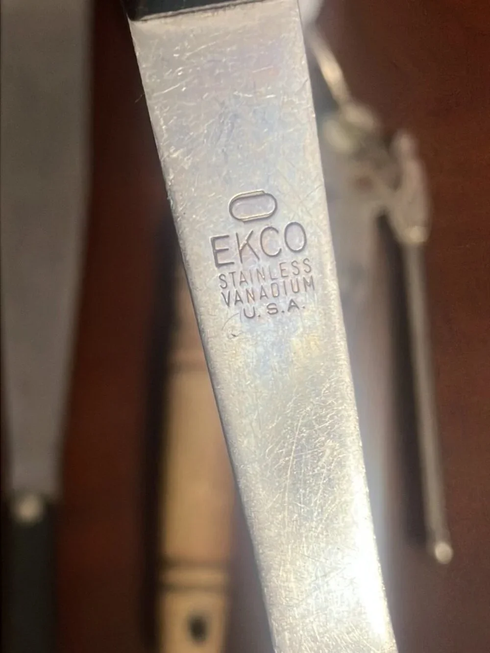 Lot of 5 Vintage Ekco Utensils Meat Fork, Spatulas, Can & Wine Bottle Openers